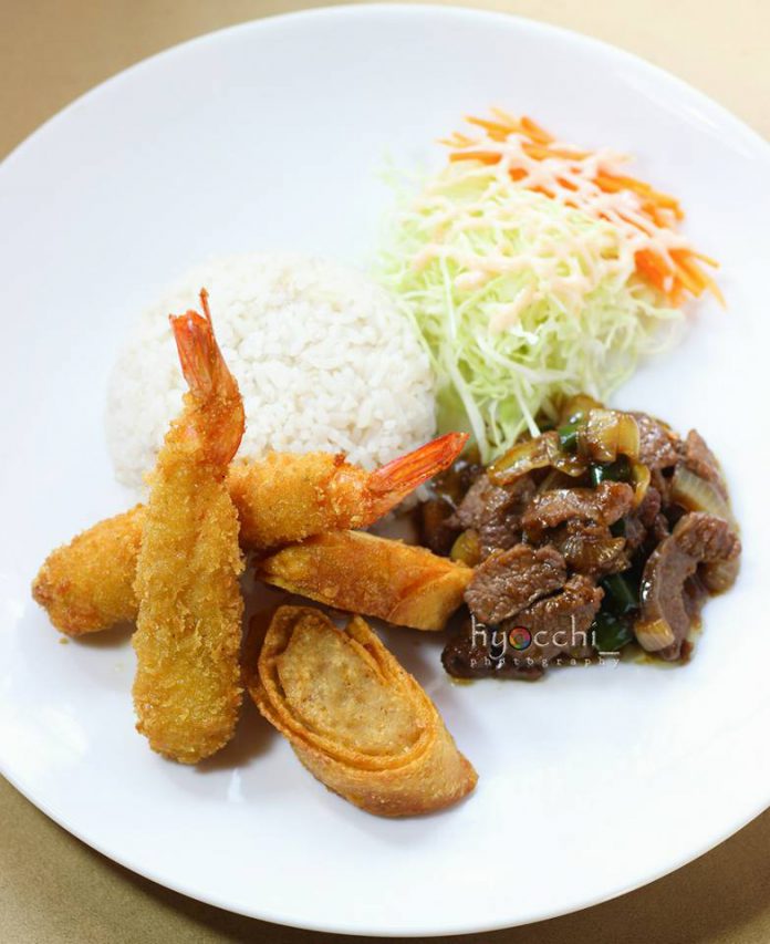 Ebi Furai (+Chicken Egg Roll+Beef Teriyaki+Simple Salad) by Hyo Febri