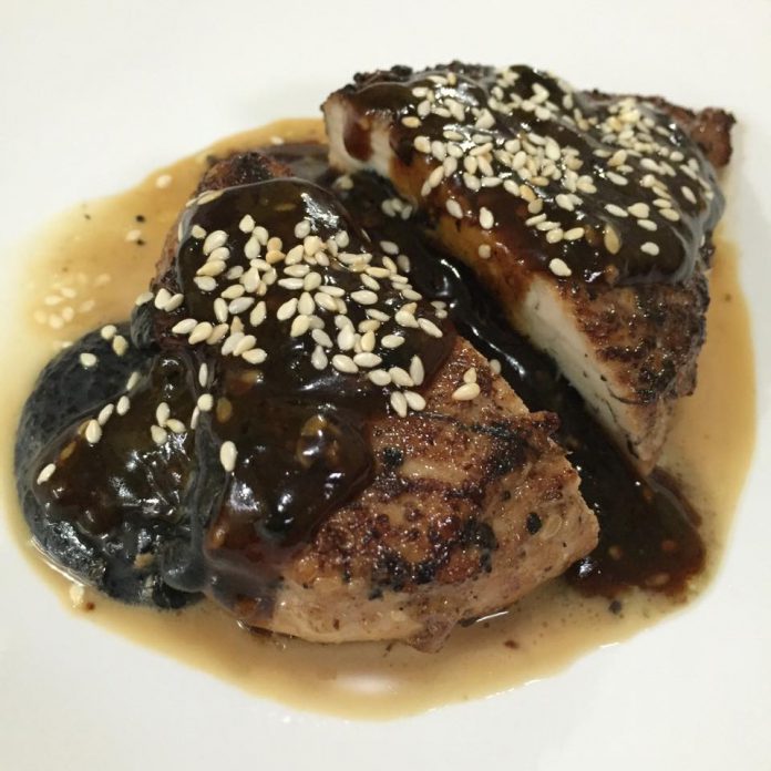Teriyaki Black Pepper Chicken with Black Mozzarella Stuffing by Mel's Factory