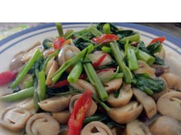 Tumis Kangkung Jamur Merang Saus Tiram by Nie Royani