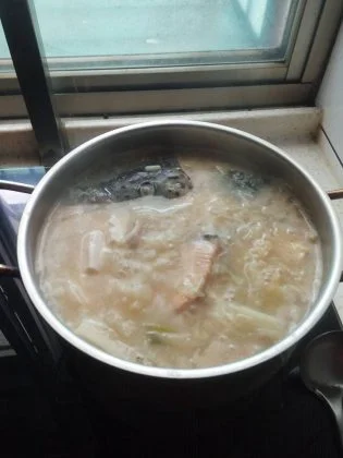 Salmon Fish Head Miso Soup by Christie Tsai