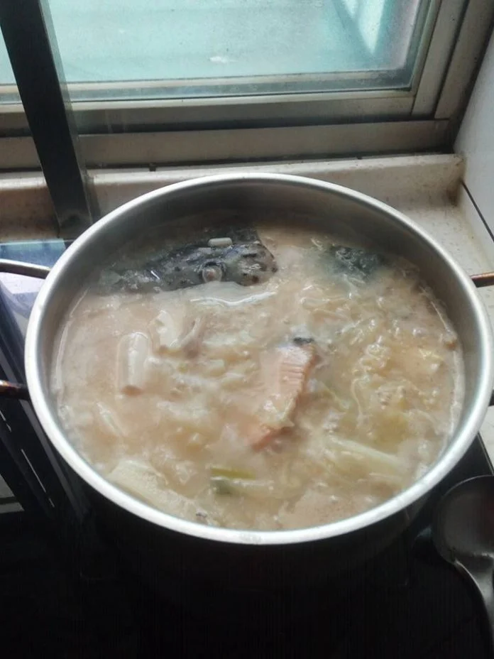 Salmon Fish Head Miso Soup by Christie Tsai