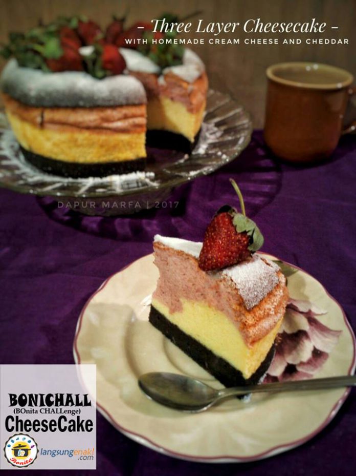 Three Layer Cheesecake with Homemade Cream Cheese and Cheddar by Raafi Wulandari