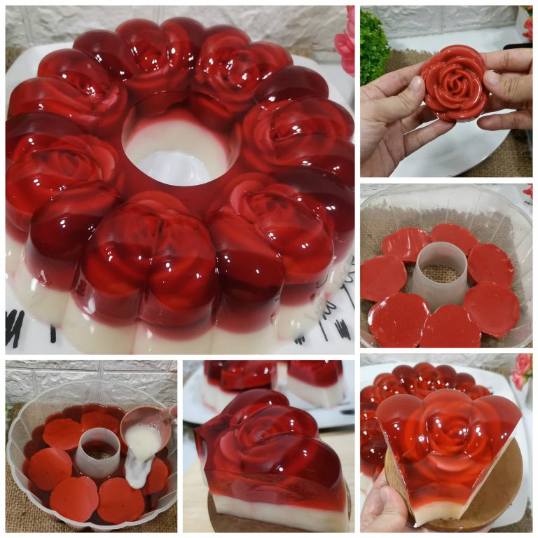 resep membuat puding mawar kaca rasa redvelvet by Melinda