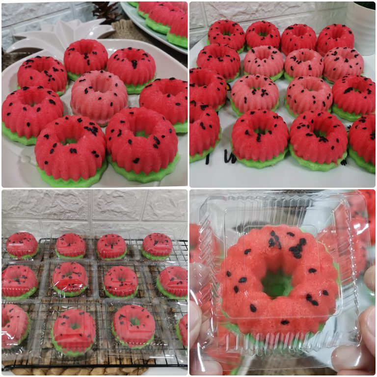 resep membuat bolu kukus semangka mini by Melinda